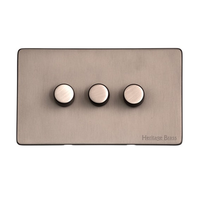 M Marcus Electrical Studio 3 Gang Trailing Edge Dimmer Switch, Aged Pewter (Trimless) - YAP.280.TED AGED PEWTER