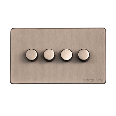 M Marcus Electrical Studio 4 Gang 2 Way Push On/Off Dimmer Switch, Aged Pewter (250 OR 400 Watts) - YAP.290.250 AGED PEWTER - 250 WATTS