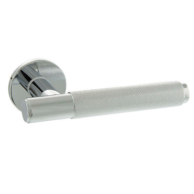 Atlantic Millhouse Brass Crompton Designer Door Handles On 5mm Slimline Round Rose, Polished Chrome - MHSR100PC (sold in pairs) POLISHED CHROME