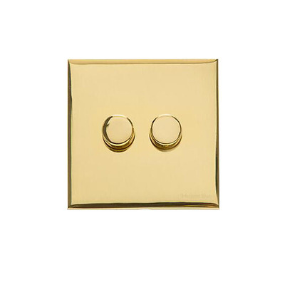 M Marcus Electrical Winchester 2 Gang Trailing Edge LED Dimmer Switch, Polished Brass - W01.570.TED POLISHED BRASS