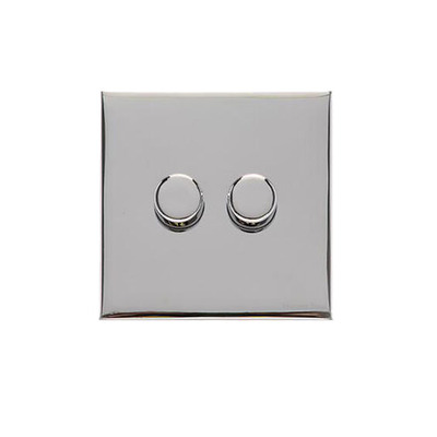 M Marcus Electrical Winchester 2 Gang Trailing Edge LED Dimmer Switch, Polished Chrome - W02.570.TED POLISHED CHROME