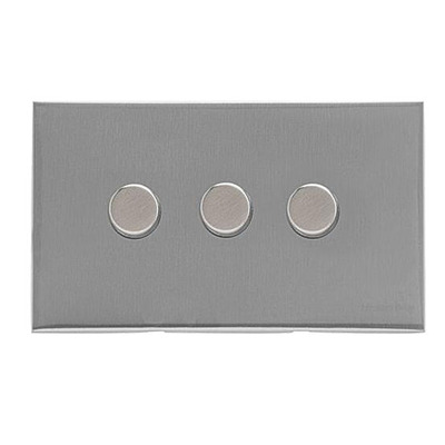 M Marcus Electrical Winchester 3 Gang Trailing Edge LED Dimmer Switch, Satin Chrome - W03.580.TED SATIN CHROME