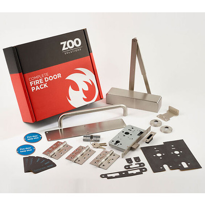 Zoo Hardware Commercial Corridor Fire Door Locking Kit, Satin Stainless Steel Finish - KITC1-FDP-C1 CORRIDOR LOCKING - FIRE RATED 30 MIN *Please note Delivery can take between 5-7 working days*