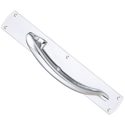 Zoo Hardware Fulton & Bray Cast Large Pull Handles On Backplate (457mm x 76mm), Polished Chrome - FB118LCP POLISHED CHROME - 457mm x 76mm (RIGHT HAND)