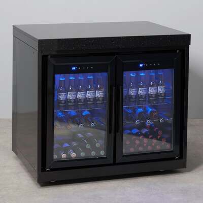 Draco Grills Outdoor Black Stainless Steel Double Fridge Cabinet with Granite Top 120L, Early May 2025