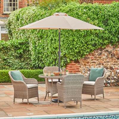 LG Outdoor Monte Carlo Sand Rattan Weave 4 Seat Garden Furniture Dining Set