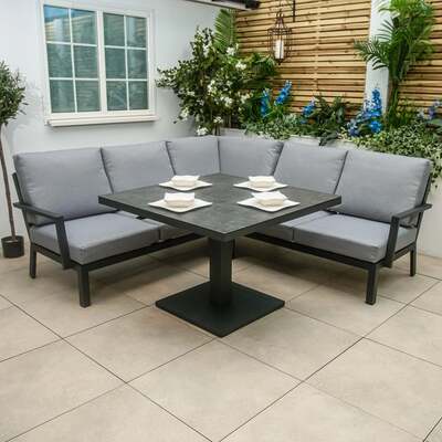 Bracken Outdoors Miami Dark Aluminium Compact Corner Set with Adjustable Table