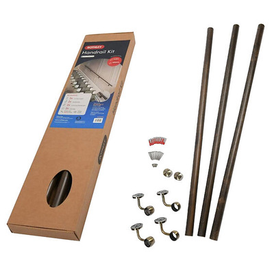Rothley Baroque Handrail Kit (3 x 1.2 Metre), Ebony Wood With Antique Brass Connectors - KEAB3600 EBONY WOOD WITH ANTIQUE BRASS CONNECTORS