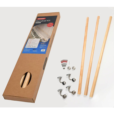 Rothley Baroque Handrail Kit (3 x 1.2 Metre), Pine Wood With Brushed Silver Connectors - KPDP3600 PINE WOOD WITH BRUSHED SILVER CONNECTORS