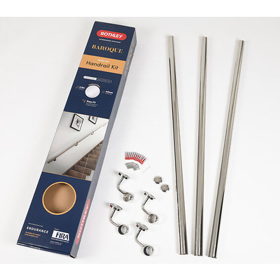 Rothley Baroque Handrail Kit (3 x 1.2 Metre), Polished Stainless Steel - KPS3600B POLISHED STAINLESS STEEL