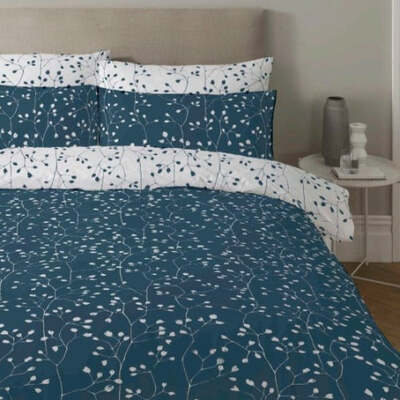 Polycotton Floral Blue Reversible - Extra Large Single Duvet Cover Set