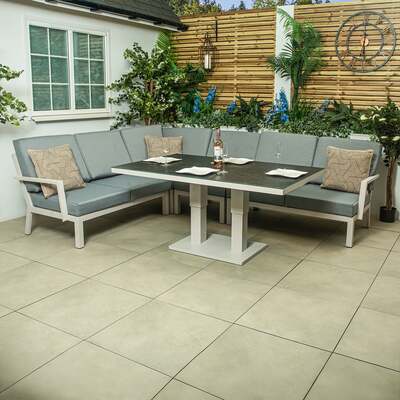 Bracken Outdoors Miami Light Aluminium Rectangular Corner Set with Adjustable Table