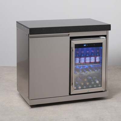 Ex Display Draco Grills Outdoor Stainless Steel Single Fridge Cabinet with Granite Top 60L