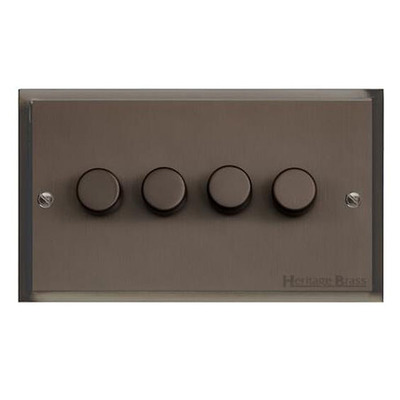 M Marcus Electrical Elite Stepped Plate 4 Gang Dimmer Switch, Matt Bronze, 250 Watts OR 400 Watts - S09.974.250 MATT BRONZE - 250 WATTS