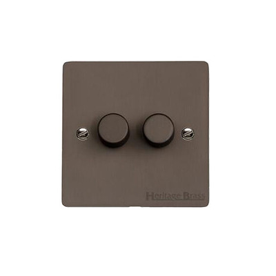 M Marcus Electrical Elite Flat Plate 2 Gang Trailing Edge Dimmer Switch, Matt Bronze (Trimless) - T09.972.TED MATT BRONZE