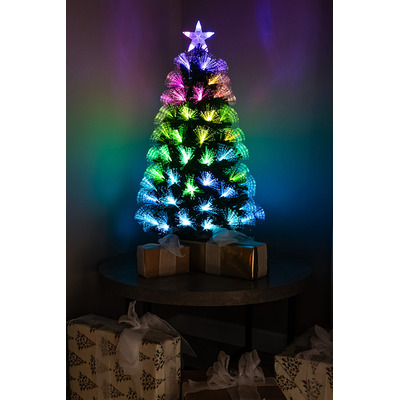 Green Fibre Optic Christmas Tree 4ft - 7ft with Remote Control and Multi Coloured Fibre Optic Lights, 4FT