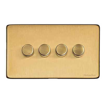 M Marcus Electrical Studio 4 Gang Trailing Edge Dimmer Switch, Satin Brass (Trimless) - Y44.290.TED SATIN BRASS