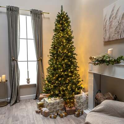 Arundel Pine Pre-Lit Artificial PE Christmas Tree 6.5FT, 7.5FT, 6.5ft (2m)