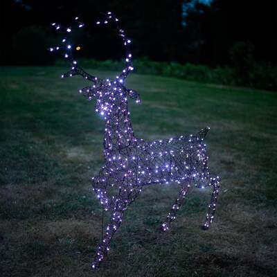 Christmas Reindeer Light - 1.4M Brown Wicker Outdoor Light Up Stag with 330 White LEDs