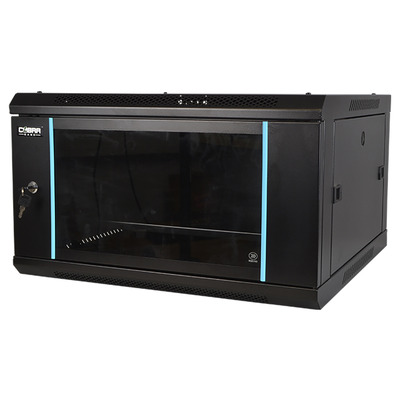 19" 6U Metal Rack Cabinet with Glass Door 600mm Deep Wall or Floor Mount