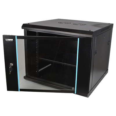 19" 9U Metal Rack Cabinet with Glass Door 600mm Deep Wall or Floor Mount