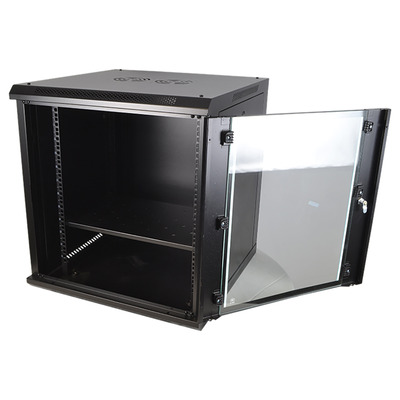 19" 12U Metal Rack Cabinet with Glass Door 600mm Deep Wall or Floor Mount