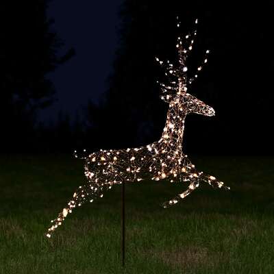 Christmas Reindeer Lights - 1.5M Brown Weave Light Up Flying Stag with 330 White LEDs