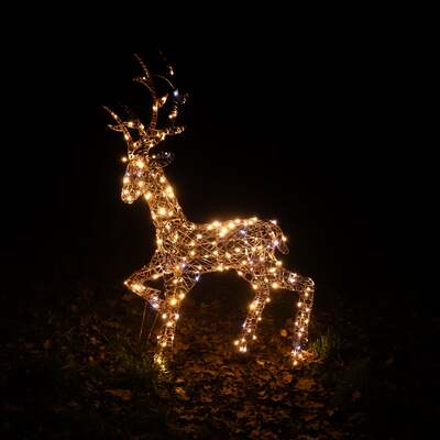 Christmas Reindeer Light - 1.35M Brown Weave Light Up Stag with 200 White LEDs