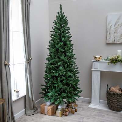 Wentworth Artificial PVC Green Slim Christmas Tree 6FT, 7FT, 6ft (1.8m)