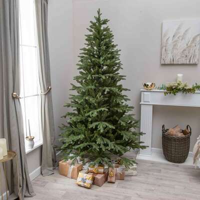 Burghley Artificial Green PE/PVC Spruce Christmas Tree 5FT, 6FT, 7FT, 6ft (1.8m)