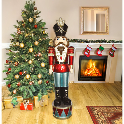 4.5ft Traditional Christmas Nutcracker Soldier - Blue, Red and Black with LED Lights