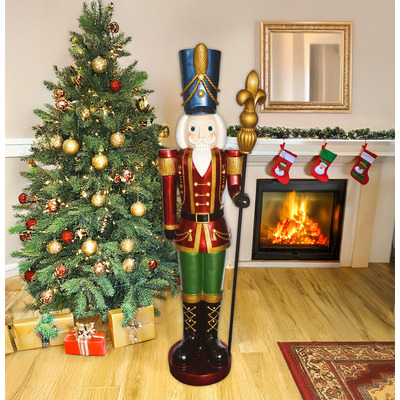 5ft Traditional Christmas Nutcracker Soldier - Red, Green and Gold with LED Lights