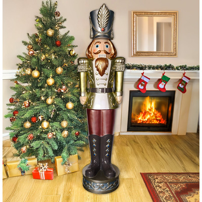 5.5ft Traditional Christmas Nutcracker Soldier - Metallic Pastel Colours LED Lights