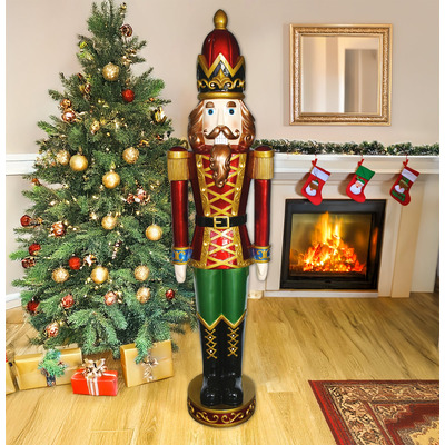 5.5ft Traditional Christmas Nutcracker Soldier - Red, Gold and Green with LED Lights