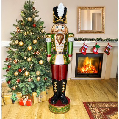 5.5ft Traditional Christmas Nutcracker Soldier - Red, White and Green with LED Lights