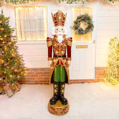 5.5ft Traditional Christmas Nutcracker King - Red and Gold with LED Lights