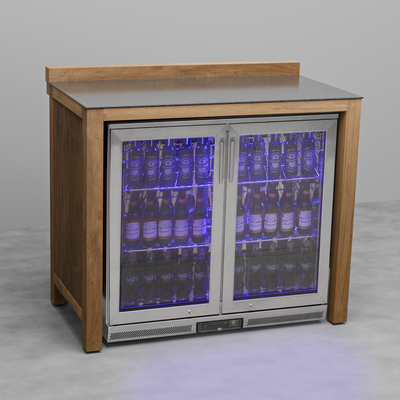 Draco Grills Teak Outdoor Double Fridge Cabinet with Ceramic Top 208L, Mid May 2025