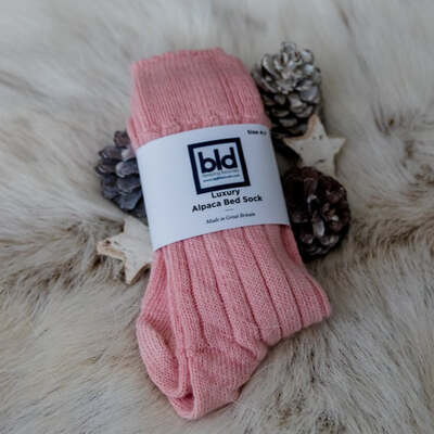 Alpaca Bed Socks - Pearl Grey Size UK 4-7 - Pink