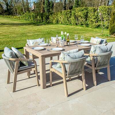 Bracken Outdoors Charlton Acacia Wood and Rope 6 Seat Rectangular Dining Garden Furniture Set