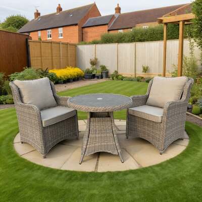 Bracken Outdoors Richmond 2 Seat Rattan Garden Furniture Bistro Set, Mid May 2025