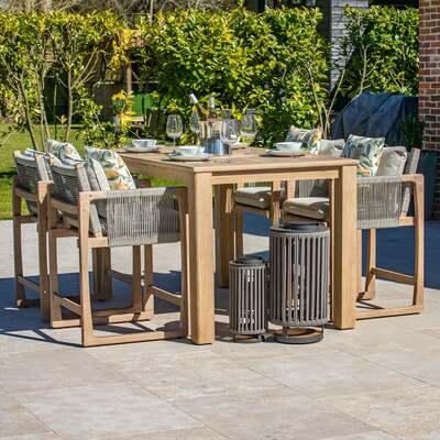 Bracken Outdoors Burford Rope Wooden Rectangular 4 Seat Garden Furniture Bar Set