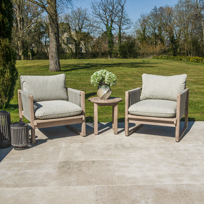 Bracken Outdoors Burford Rope Wooden Duo Lounge Chair and Side Table Garden Furniture Set