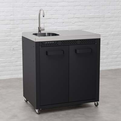 Draco Grills Titan Outdoor Kitchen Black Sink Cabinet with Stainless Steel Top, Mid May 2025