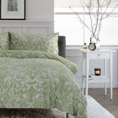 Cotton Rich Secret Garden Sage Extra Large Single Duvet Cover Set