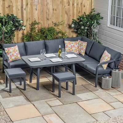 Bracken Outdoors Antigua Rope Aluminium Corner Sofa Garden Furniture Set with Coffee Table