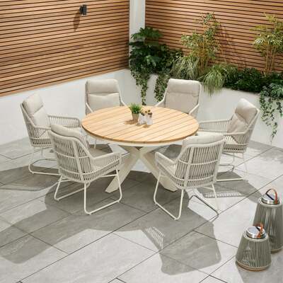 Bracken Outdoors Colorado Rope 6 Seat Round Aluminium Garden Dining Set