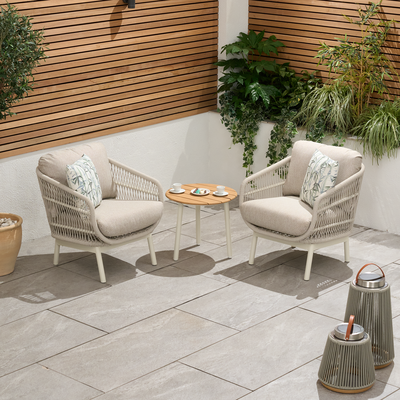 Bracken Outdoors Colorado Rope 2 Seat Aluminium Teak Garden Bistro Set