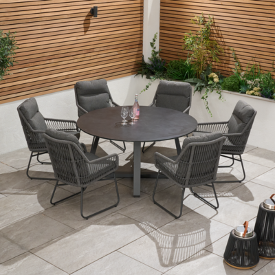 Bracken Outdoors Colorado Rope 6 Seat Round Aluminium Garden Dining Set, Mid May 2025