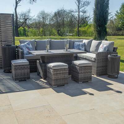 Bracken Outdoors Montrose Rattan Corner Garden Furniture Set with Adjustable Table, Late April 2025