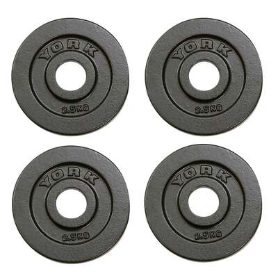 York 4x 2.5kg Hammertone Cast Iron Olympic Plates